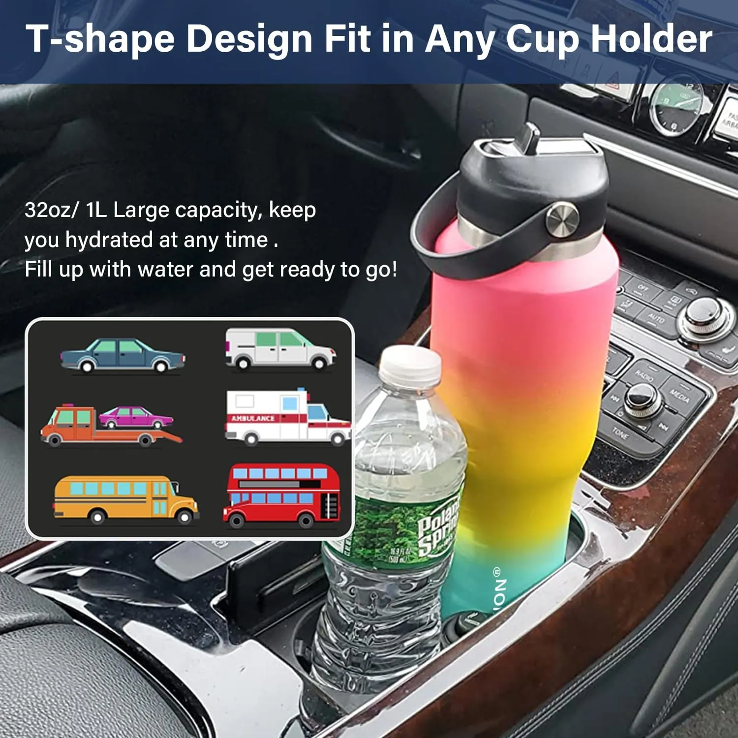 HYDROWION Stainless Steel Water Bottles,Insulated Water Bottle 40 oz (Cold 48 hrs, Hot 24 hrs), Water Tumbler with Leak Proof Straw Lid, Spout Lid and Flex Cap,Double Wall Travel Tumbler Cup, Mint