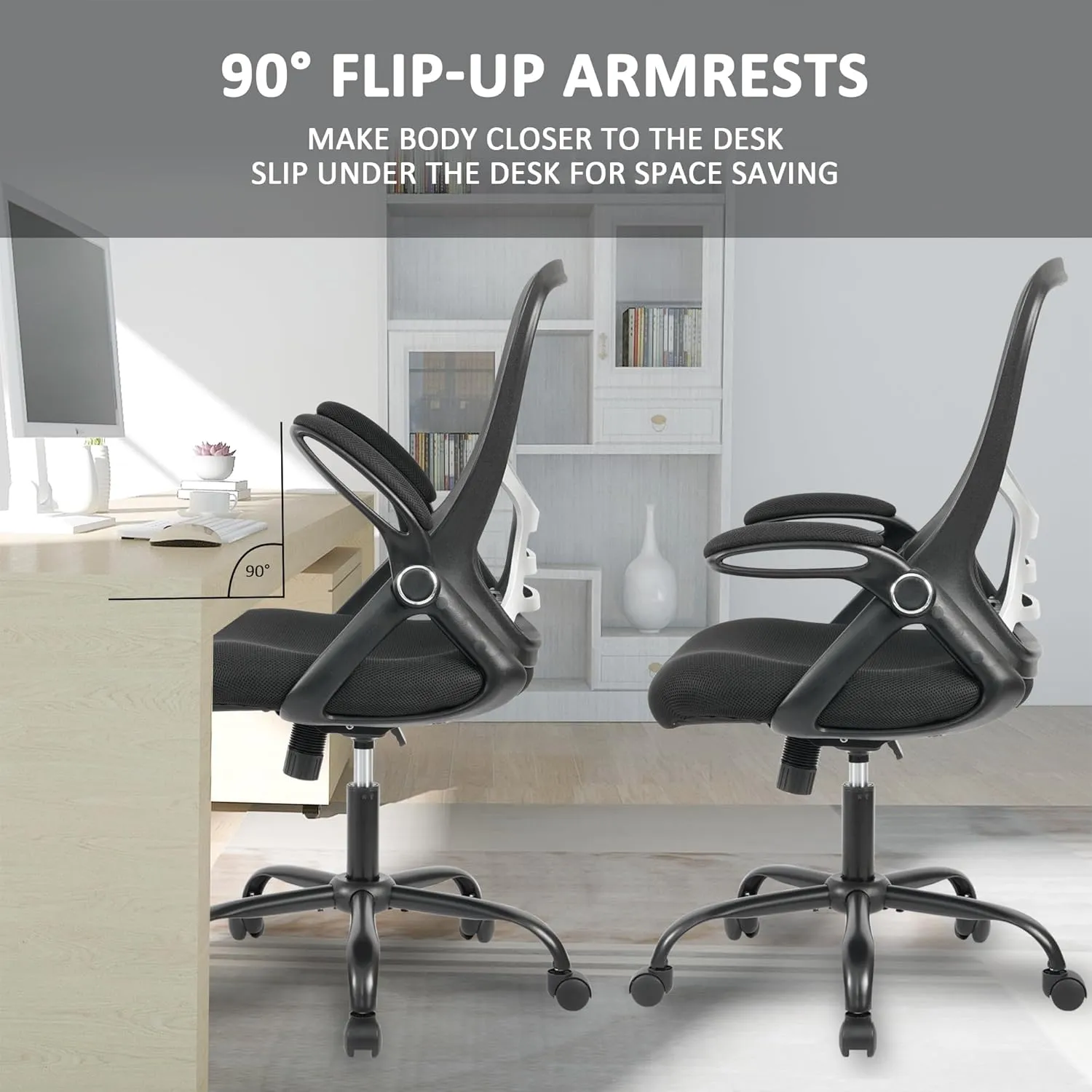 HYLONE Ergonomic Office Chair Lumbar Support, Comfy Desk Chair Home Mesh Office Chair Back Support Comfortable Desk Chair Ergonomic