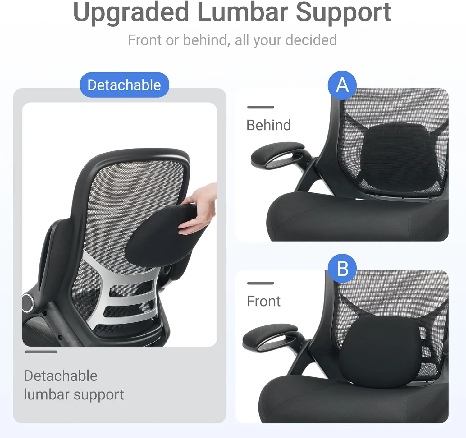 HYLONE Ergonomic Office Chair Lumbar Support, Comfy Home Mesh Office Chair Comfortable Ergonomic Desk Chair