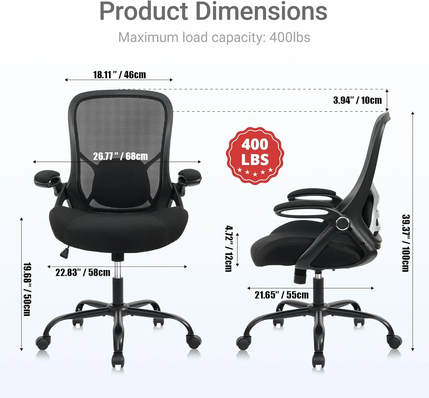 HYLONE Ergonomic Office Chair Lumbar Support, Comfy Home Mesh Office Chair Comfortable Ergonomic Desk Chair
