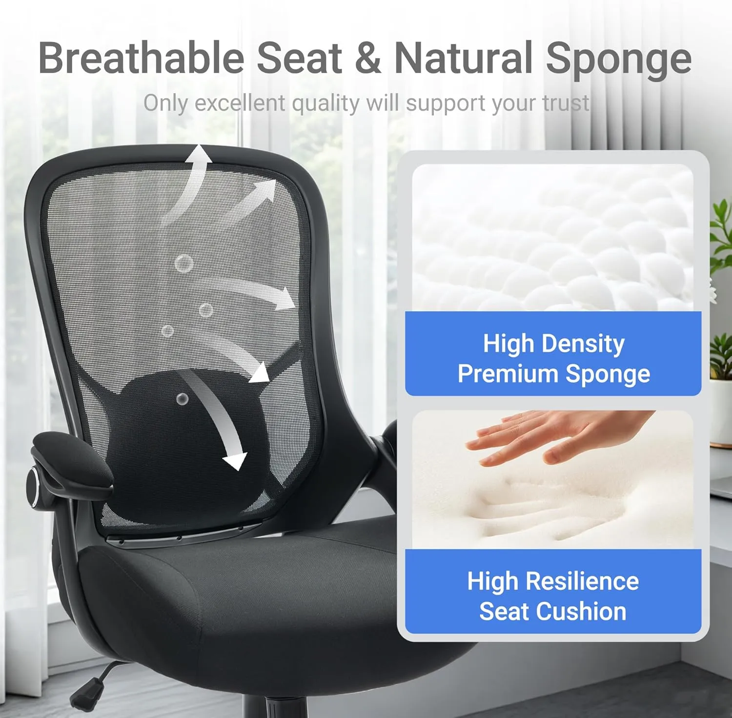 HYLONE Ergonomic Office Chair Lumbar Support, Comfy Home Mesh Office Chair Comfortable Ergonomic Desk Chair