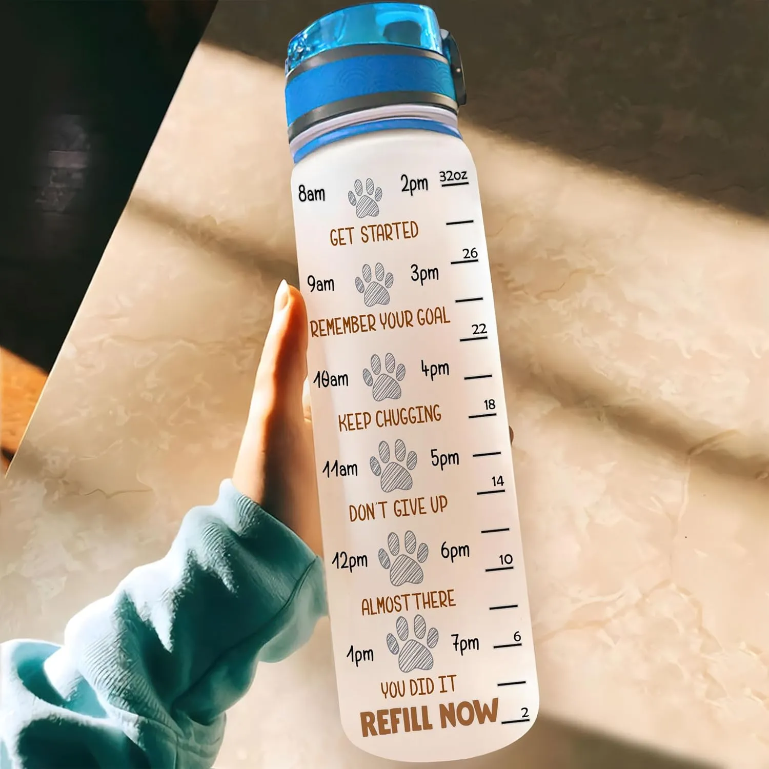 Hyturtle Personalized Autism Water Bottle - Custom Name 32 oz Motivational Water Bottle with Leak-Proof Lid & Time Marker - Autism Gifts for Women & Kids - Bottle for Autism Awareness Month, Birthday