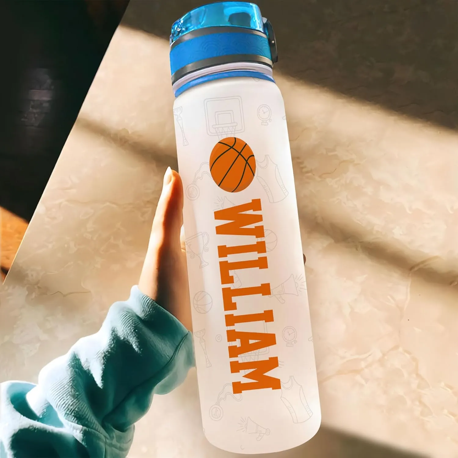 Hyturtle Personalized Basketball 32 Oz Motivational Water Bottle, Customized Name Water Bottle Gifts For Women Men Boys Basketball Lovers On Birthday Mother's Day Father's Day
