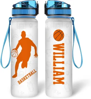 Hyturtle Personalized Basketball 32 Oz Motivational Water Bottle, Customized Name Water Bottle Gifts For Women Men Boys Basketball Lovers On Birthday Mother's Day Father's Day