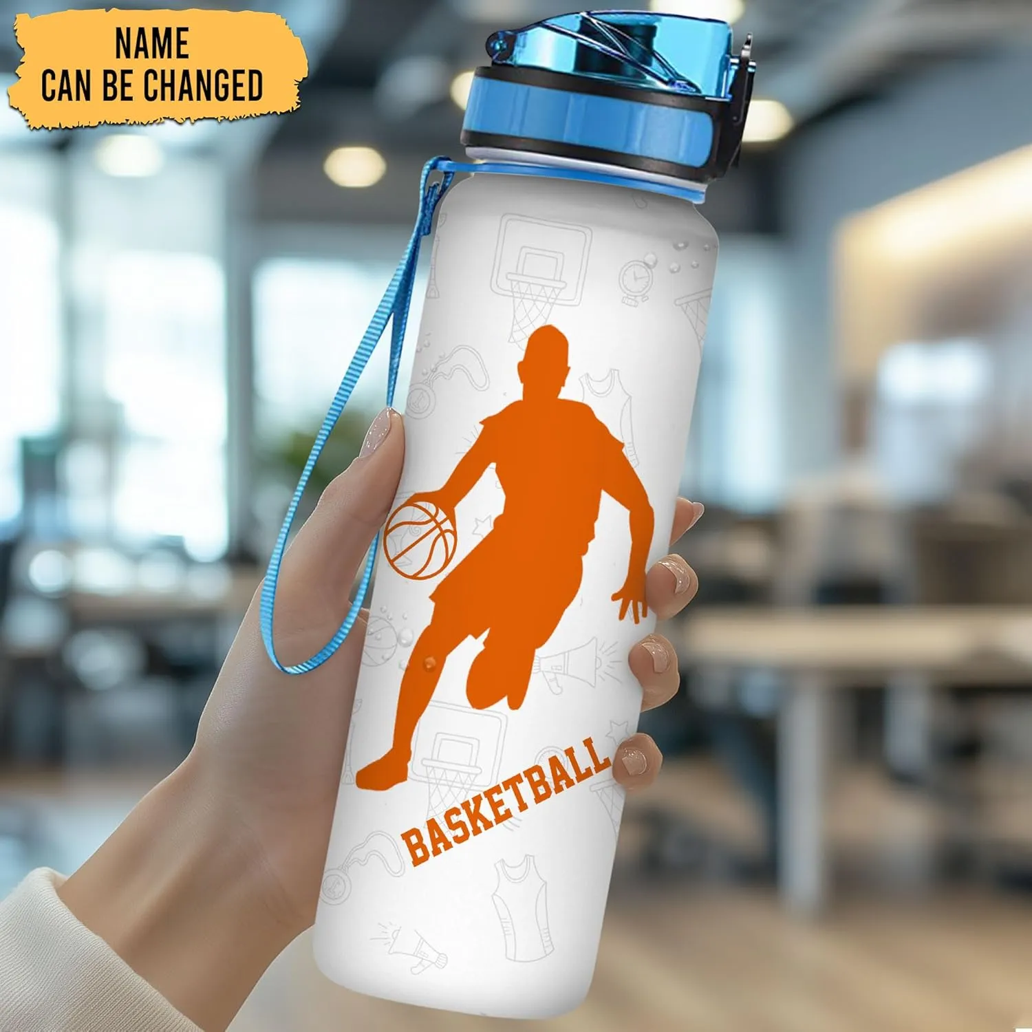 Hyturtle Personalized Basketball 32 Oz Motivational Water Bottle, Customized Name Water Bottle Gifts For Women Men Boys Basketball Lovers On Birthday Mother's Day Father's Day