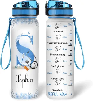Hyturtle Personalized Nurse 32oz 1Liter Motivational Water Bottle, Customized Name Gifts For Nurse Graduation - Appreciation Present For Women Coworkers - Gifts For Birthday, Mother Day's