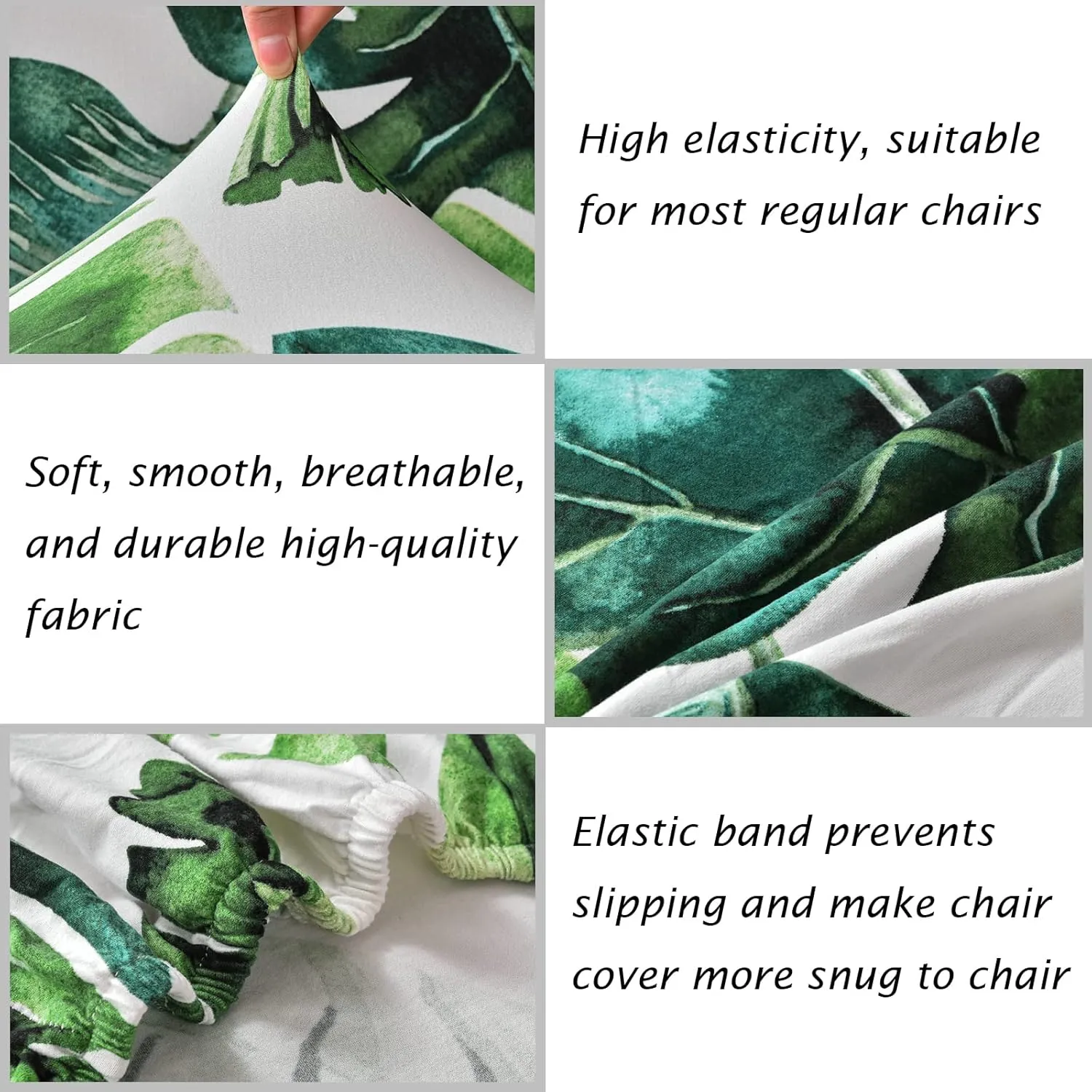 HZDHCLH Chair Covers for Dining Room 6 Pack,Stretch Spandex Green Parsons Chair Slipcover Set of 6,Washable Anti-dust Chair Seat Covers for Kitchen,Wedding,Party
