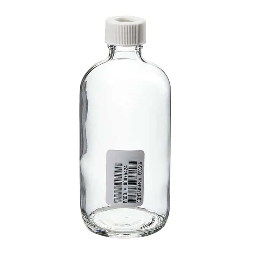 I-Chem Brand S349-0125 300 Series Type III Glass Narrow Mouth Septa Bottle, Amber, With Blue Polypropylene Cap, Capacity: 125mL (Case of 12)