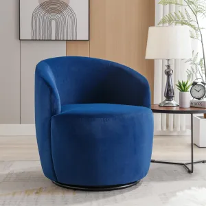 i-POOK Swivel Accent Chair, Modern Velvet Upholstered Armchair Lounge Chair with Metal Base and Padded Cushion Comfy Single Sofa Chair with 360 Degree Swiveling Accent Chairs for Living Room, Blue
