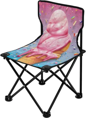 Ice Cream Pink Camping Chair Lightweight Portable Folding Chair Beach Chair with Carry Bag for Outdoor Adventures Patio and Picnics