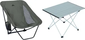 iClimb 1 Folding Table and 1 Low Folding Chair Bundle, Ultralight Compact for Adults Outdoor Backpacking Camping Hiking Beach Concert Motorcycling