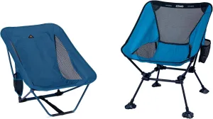 iClimb 1 Low Folding Chair and 1 Anti-Sinking Large Feet Chair Bundle, Ultralight Compact for Adults Outdoor Backpacking Hiking Camping Beach Concert