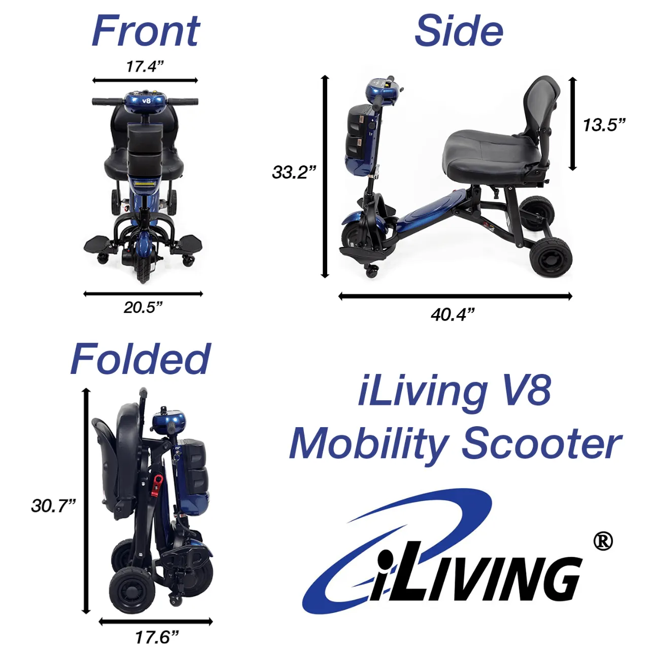 iLiving V8 Foldable Electric Mobility Scooter