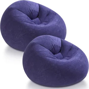 Inflatable Bean Bag Chair for Adults Blow up Lazy Sofa Lounge Folding Portable Movie Night Chair for Reading Room Bedroom Living Room Camping(Blue,2 Pcs)