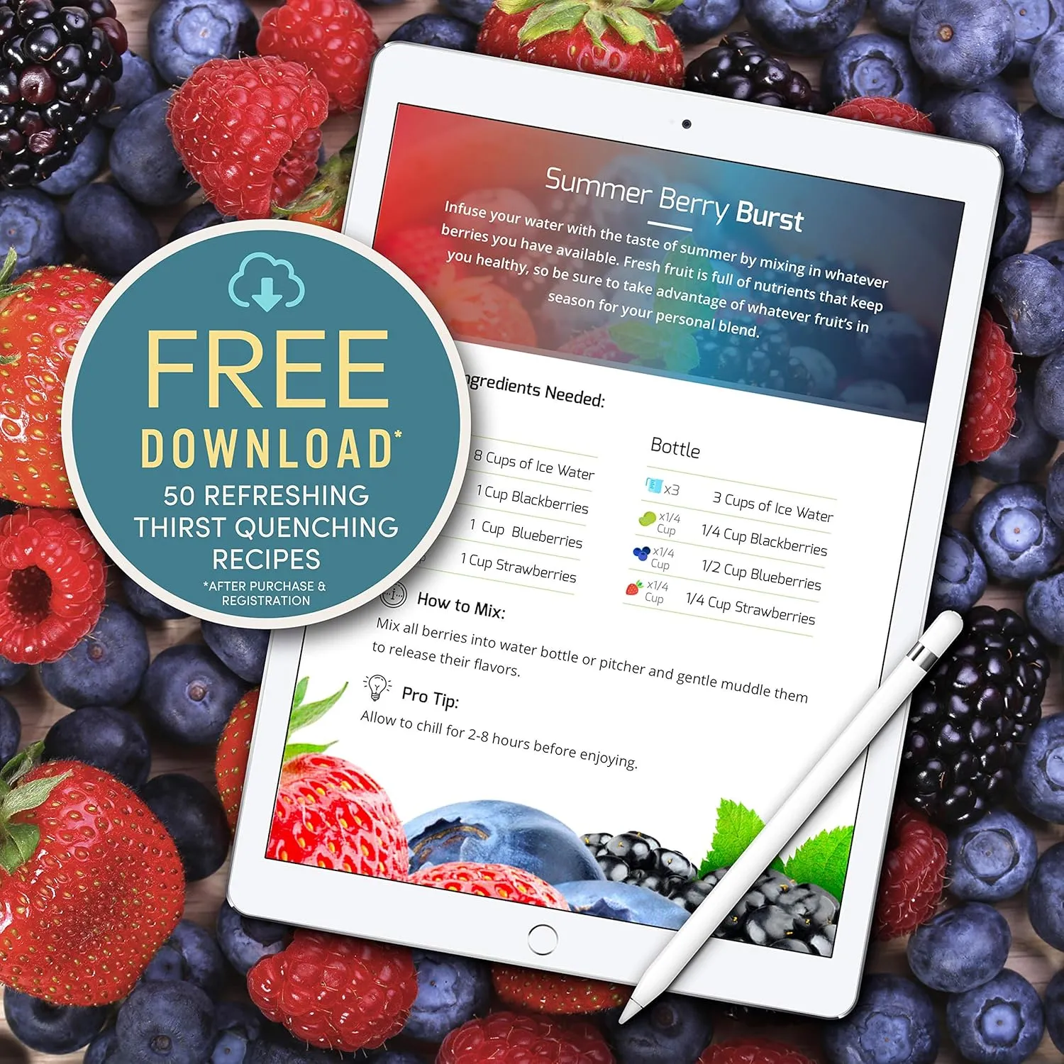 Infusion Pro Fruit Infuser Water Bottle - Vacuum Insulated (20 oz) Stainless Steel : Fruit Infusion Recipe eBook : Bottom Loading for More Flavor : Easy Cleaning : Great Gift