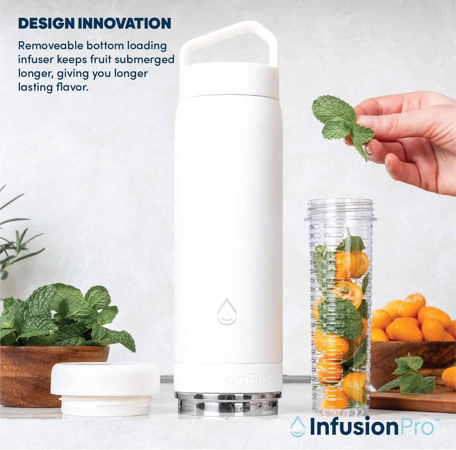 Infusion Pro Fruit Infuser Water Bottle - Vacuum Insulated (20 oz) Stainless Steel : Fruit Infusion Recipe eBook : Bottom Loading for More Flavor : Easy Cleaning : Great Gift