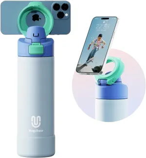 Insulated Magnetic Water Bottle - Reusable Stainless Steel Bottle with MagSafe Compatible Phone Holder - Keeps Cold for 24 Hours - Perfect for Gym, Sports, and Travel - Sky Blue 24oz