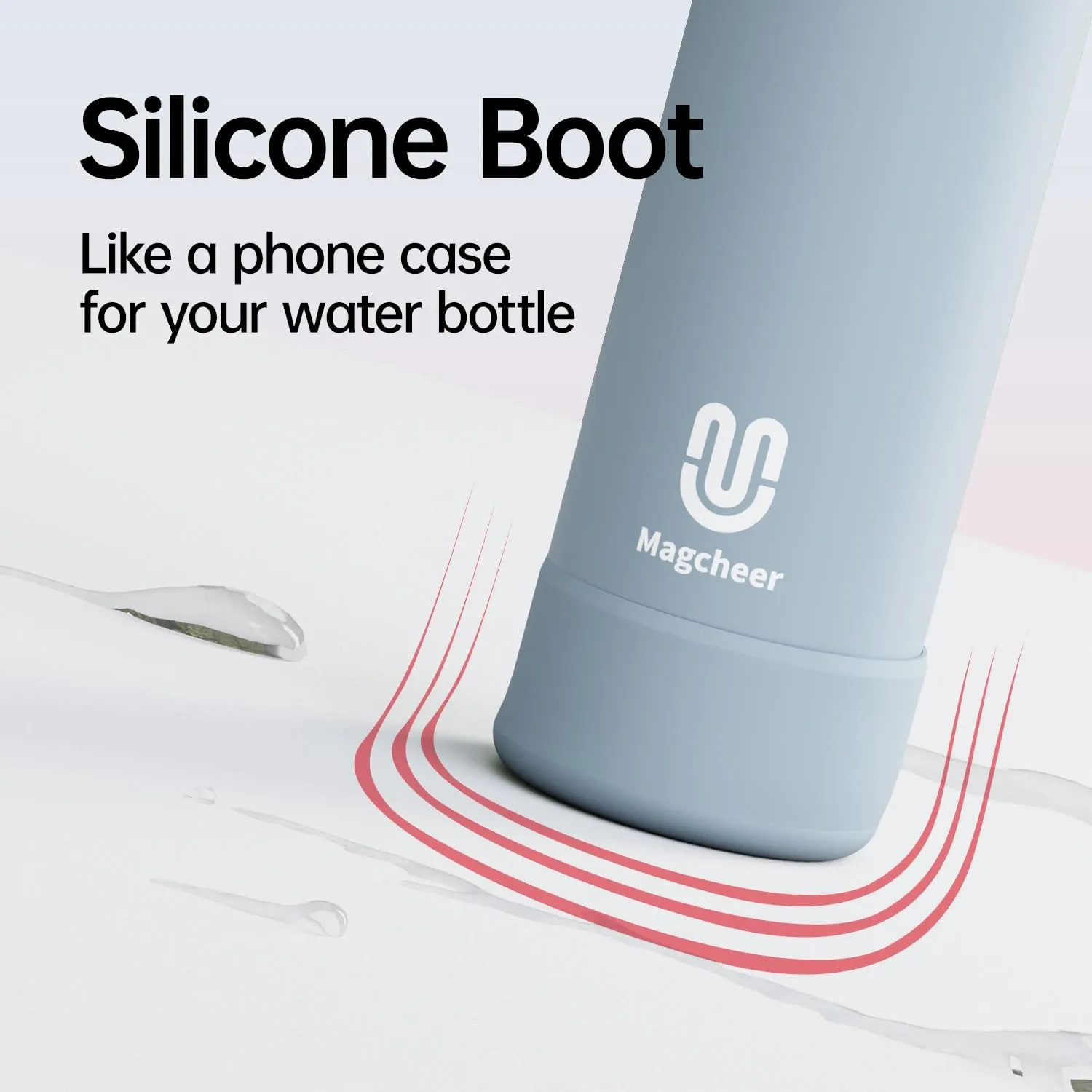 Insulated Magnetic Water Bottle - Reusable Stainless Steel Bottle with MagSafe Compatible Phone Holder - Keeps Cold for 24 Hours - Perfect for Gym, Sports, and Travel - Sky Blue 24oz