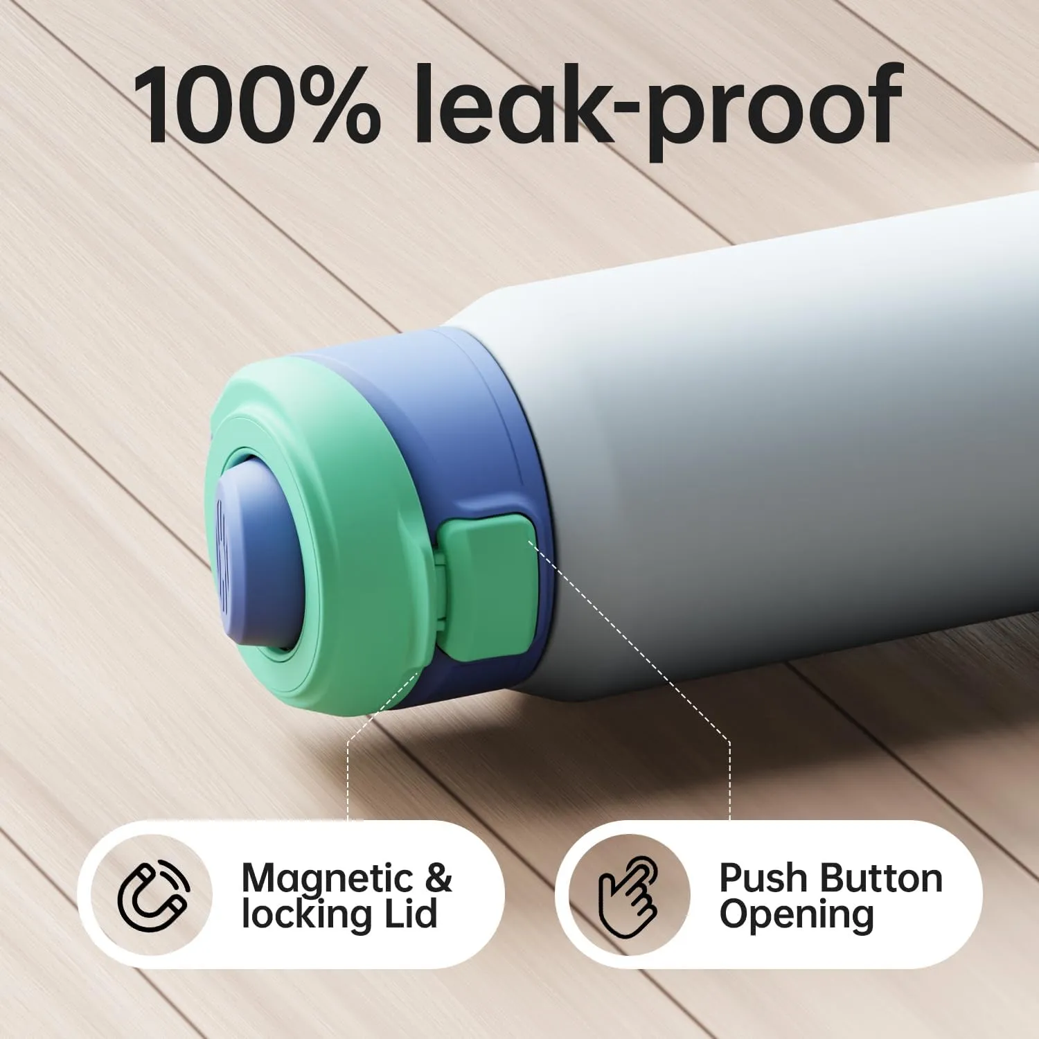 Insulated Magnetic Water Bottle - Reusable Stainless Steel Bottle with MagSafe Compatible Phone Holder - Keeps Cold for 24 Hours - Perfect for Gym, Sports, and Travel - Sky Blue 24oz