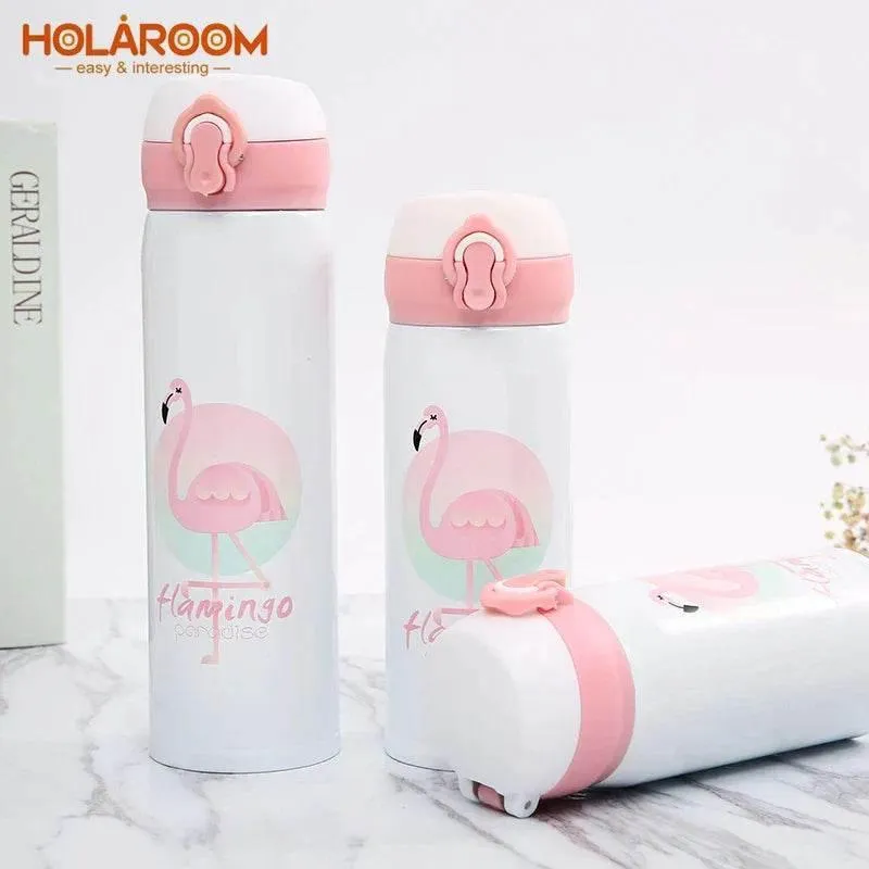 Insulated Stainless Steel Water Bottle - Flamingo Design Vacuum Flask