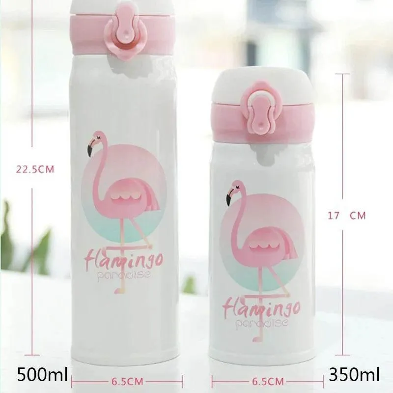 Insulated Stainless Steel Water Bottle - Flamingo Design Vacuum Flask