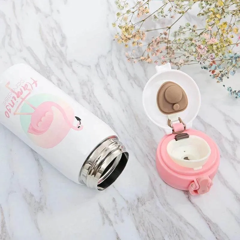 Insulated Stainless Steel Water Bottle - Flamingo Design Vacuum Flask