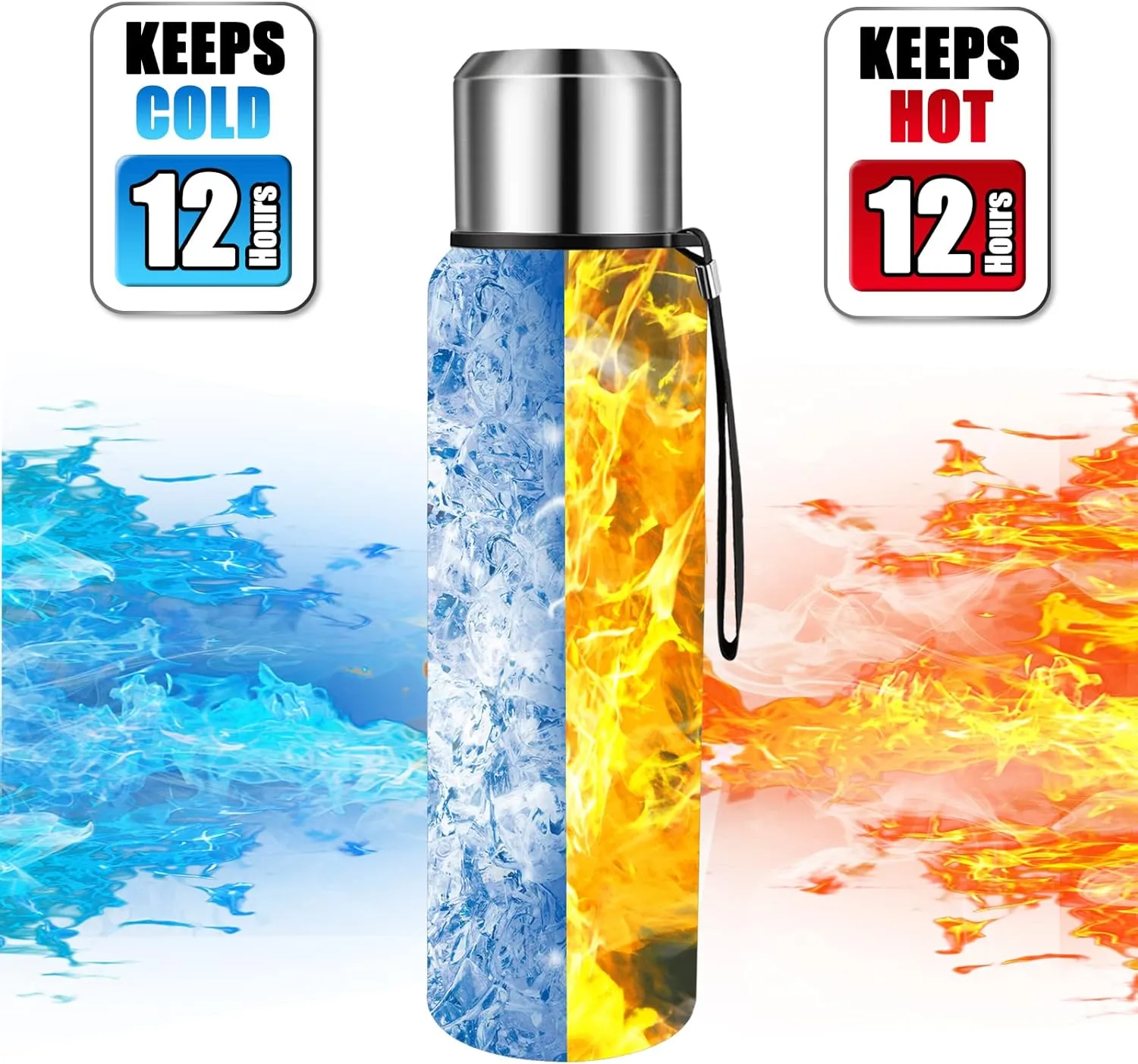 Insulated vacuum Thermo Bottle 750ml/25.4oz with cup Stainless steel coffee bottles for hot and cold drink water flask.(Green,750ml)