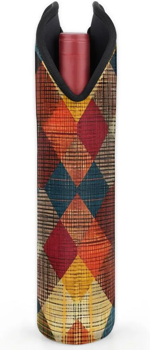 Insulated Wine Bag Radiant Texture Printing Neoprene 2-Bottle Wine Tote Bag Stylish Wine Gift Bag for Wine Lovers Portable Wine Bottle Travel Protector Bags for Picnics Parties Camping