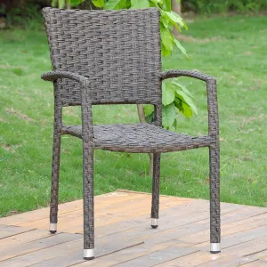 International Caravan Ibiza Resin Pandan Aluminum Square Back Dining Chair