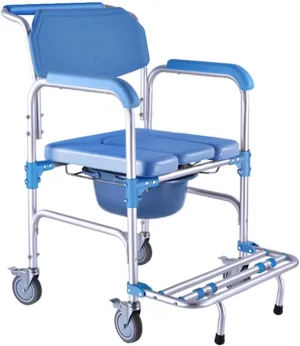 IOCCIOBB Wheeled Shower Commode Chair | with Backrest and Armrests | for Bedside Bathroom Use, Mobile Bedside Commode, Sit & Bathe Easy Transfer