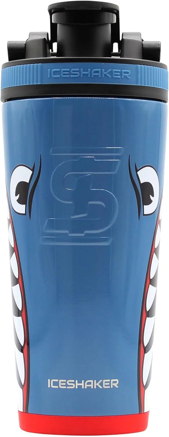 IS ICESHAKER Ice Shaker 26oz Insulated Protein Shaker Bottle, WWII Warhawk Blue Bomber, Insulated Gym Water Bottle, As Seen on Shark Tank, Blue Bomber