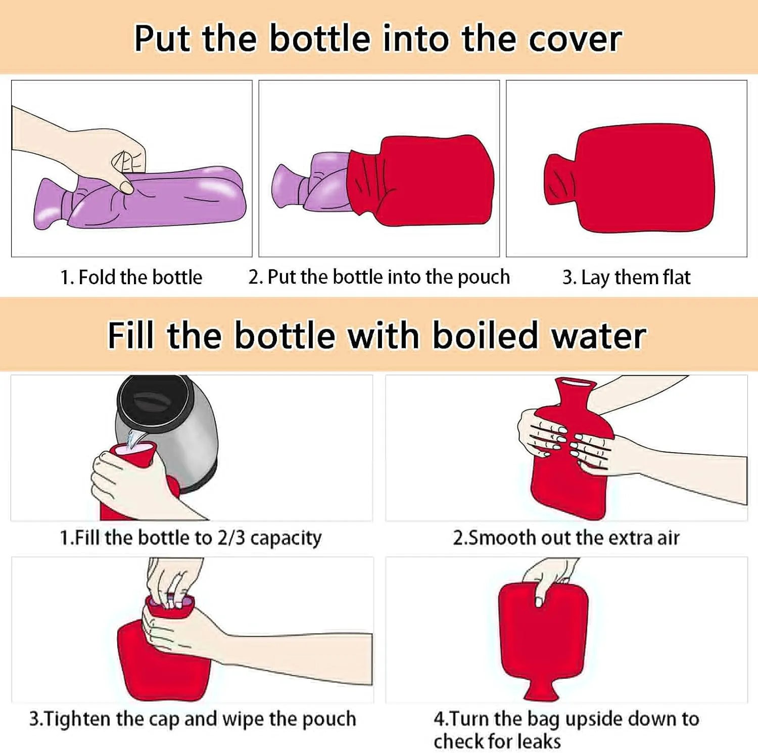 Island Beige Hot Water Bottle with Cover, 1 Liters Hot Water Bag for Menstrual Cramps, Neck and Shoulder Pain Relief, Hot and Cold Compress