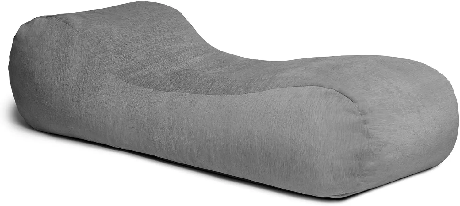 Jaxx Arlo Chaise Lounger Bean Bag Chair - Premium Chenille, Grey