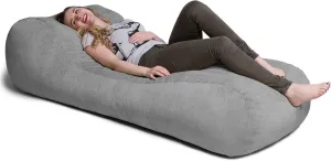 Jaxx Arlo Chaise Lounger Bean Bag Chair - Premium Chenille, Grey