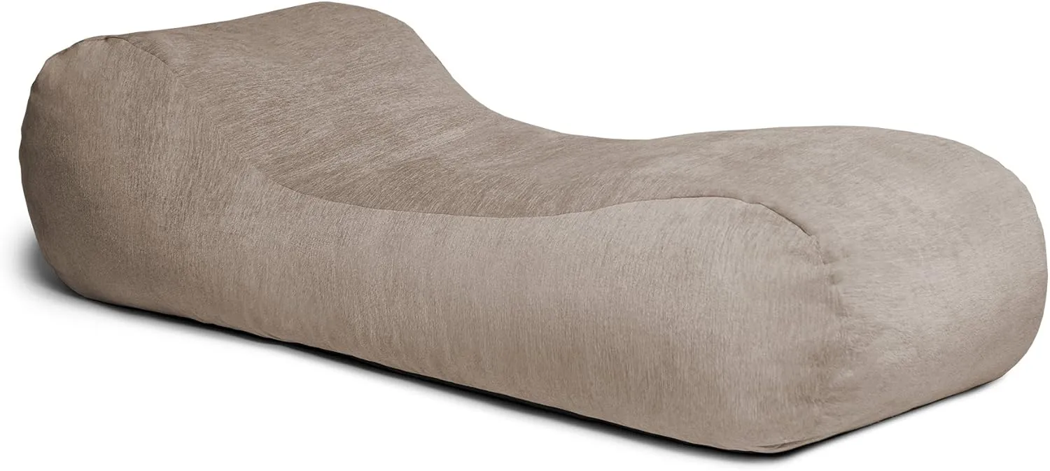 Jaxx Arlo Chaise Lounger Foam Bean Bag Chair - Premium Chenille, Beige