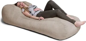 Jaxx Arlo Chaise Lounger Foam Bean Bag Chair - Premium Chenille, Beige