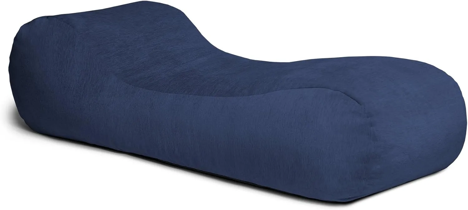 Jaxx Arlo Chaise Lounger Foam Bean Bag Chair - Premium Chenille, Navy
