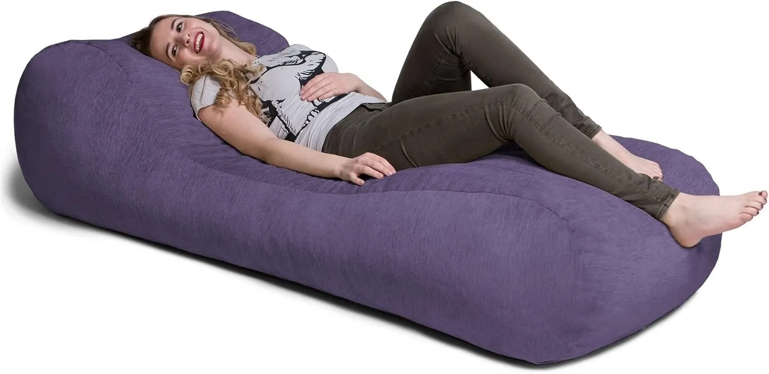 Jaxx Arlo Chaise Lounger Foam Bean Bag Chair - Premium Chenille, Plum