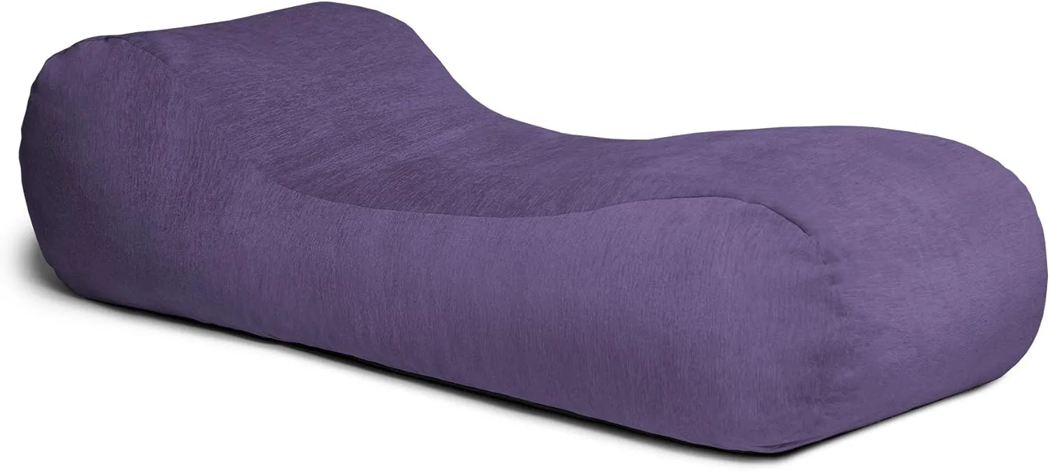 Jaxx Arlo Chaise Lounger Foam Bean Bag Chair - Premium Chenille, Plum