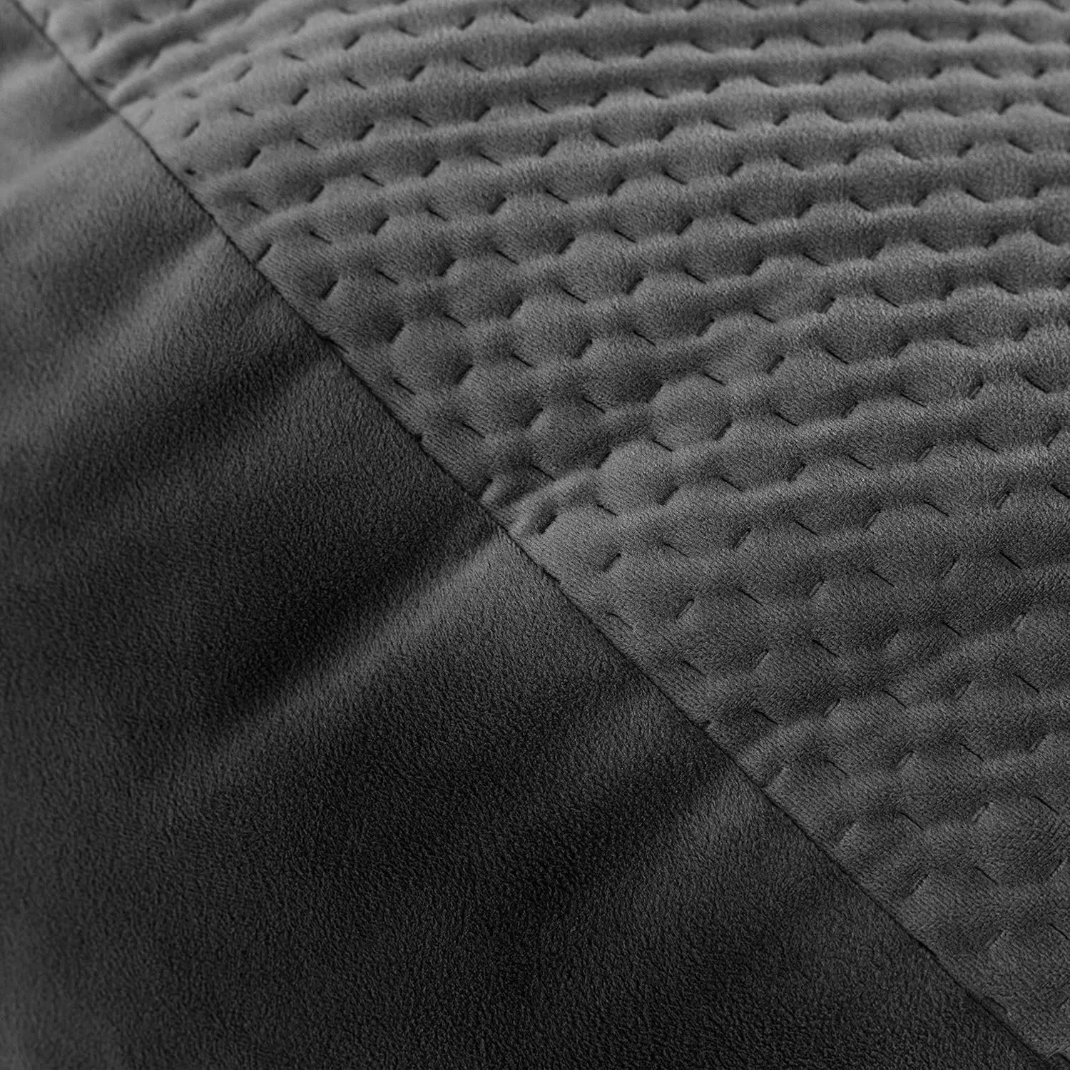 Jaxx Arlo Lounger Foam Bean Bag Chair - Two-Tone - Quilted Microvelvet, Black