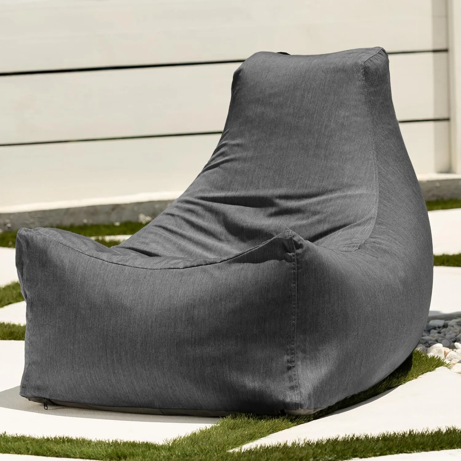 Jaxx Juniper Outdoor Bean Bag Patio Chair & Poolside Lounge, Charcoal Sunbrella