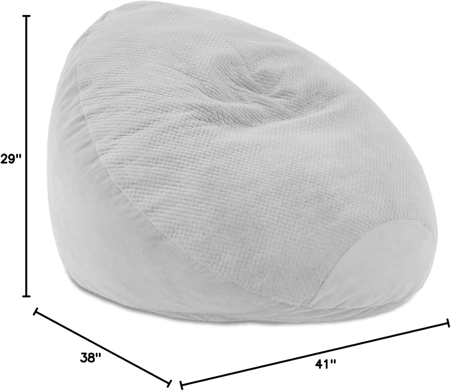 Jaxx Koku - Designer Oval Two-Tone Bean Bag Chair - Quilted Microvelvet, Grey