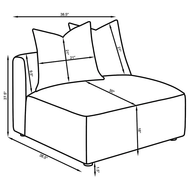 Jennifer Upholstered Armless Chair Grey - 551594