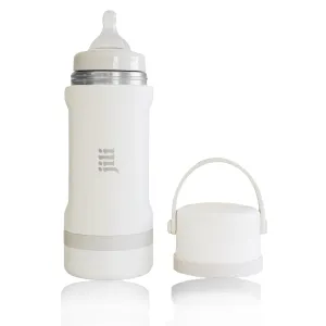 Jili All-in-One Baby Bottle, Insulated Stainless Steel Bottle with Formula Container, Anti-Colic Nipple, and Leak-Proof Lid, Baby Essentials for Travel, BPA and Phthalates-Free, Almond, 11 oz.
