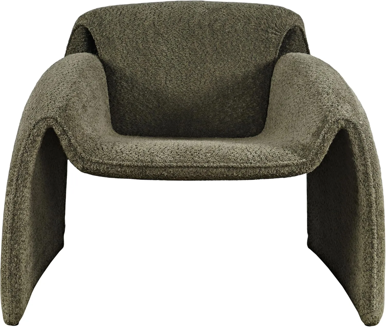 Jofran Dolce Boucle Mid-Century Modern Bent Angle Upholstered Accent Chair,Forest