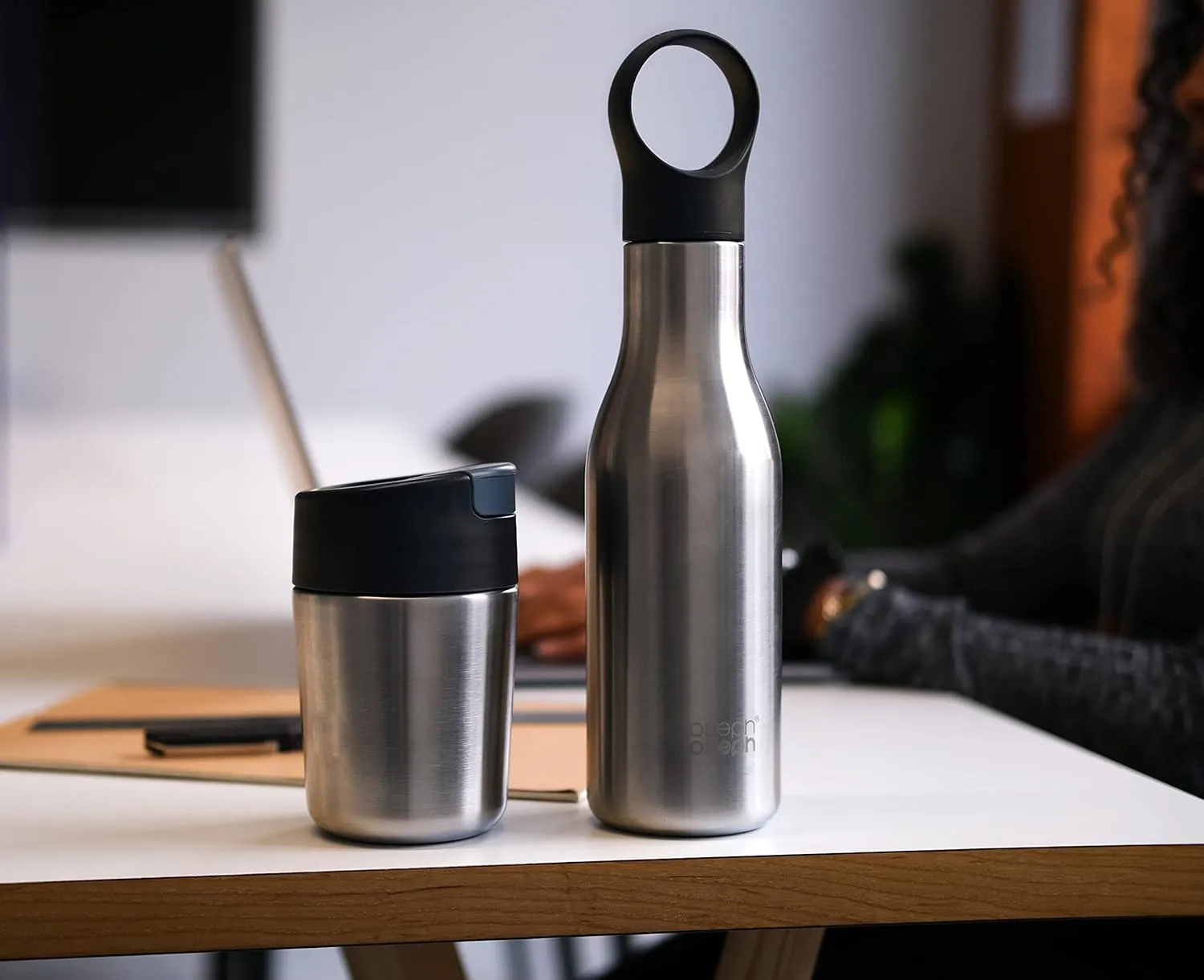 Joseph Joseph Refill Reuse Repeat 2-piece Travel Mug & Bottle Set, Stainless Steel, reusable coffee cup and insulated thermal bottle
