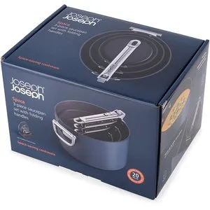 Joseph Joseph Space Folding Handle Ceramic Non-stick 3-piece Blue Saucepan Set