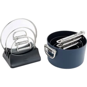 Joseph Joseph Space Folding Handle Ceramic Non-stick 3-piece Blue Saucepan Set