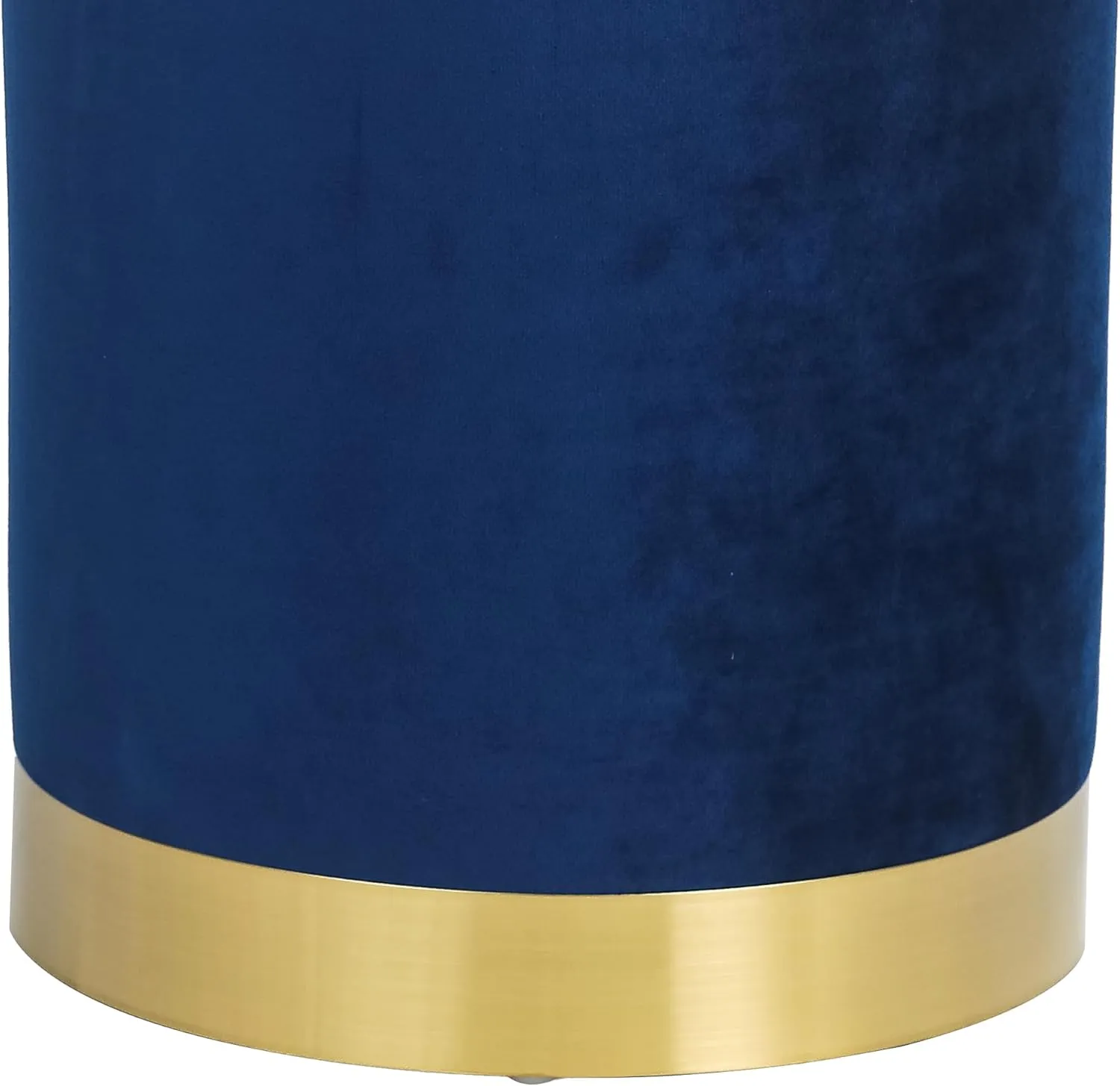 Joveco Round Ottoman, Velvet Footrest Stool with Golden Metal Base, Modern Upholstered Vanity Stool Chair Padded Seat for Living Room Bedroom, Blue