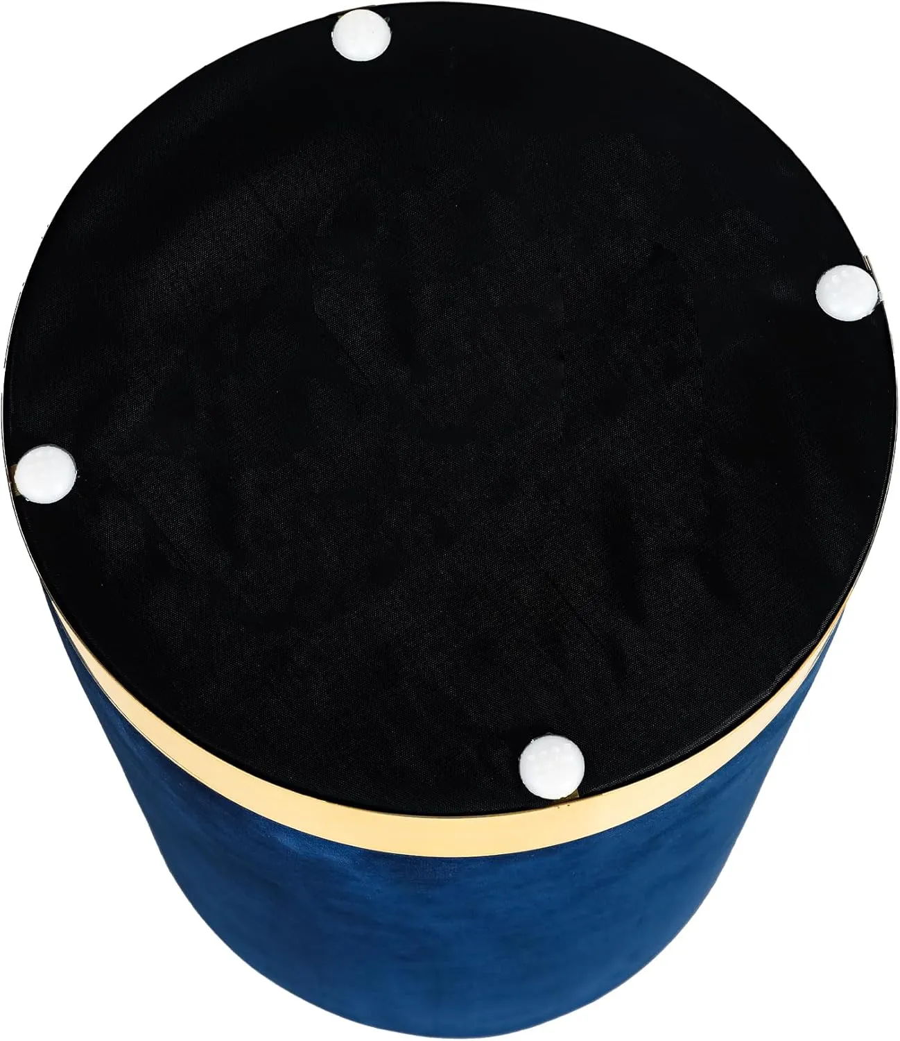 Joveco Round Ottoman, Velvet Footrest Stool with Golden Metal Base, Modern Upholstered Vanity Stool Chair Padded Seat for Living Room Bedroom, Blue
